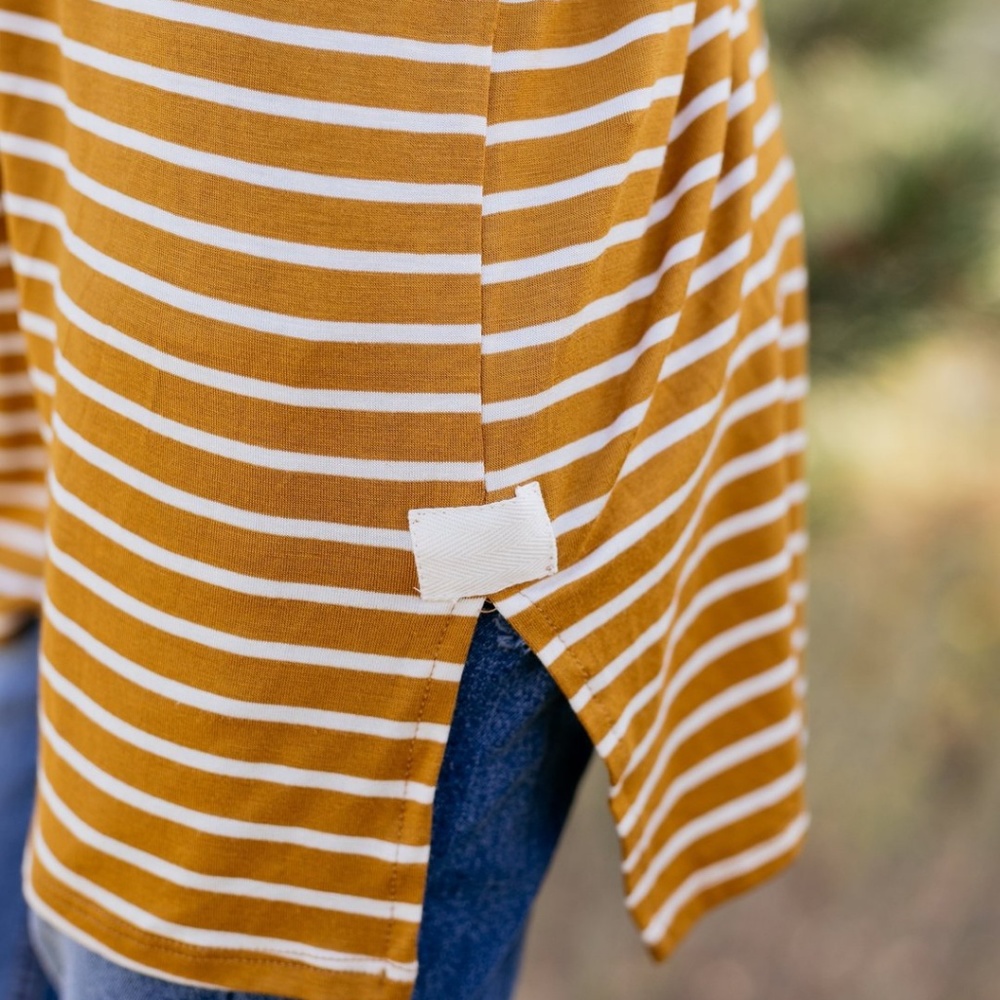 🔻PRICE DROP🔻Steady She Goes Striped Top Mustard - Picture 4 of 4